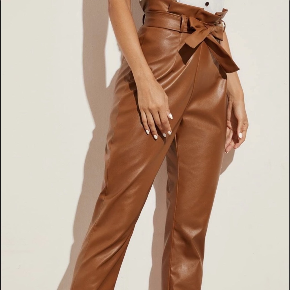 Brown Vegan Leather Pants